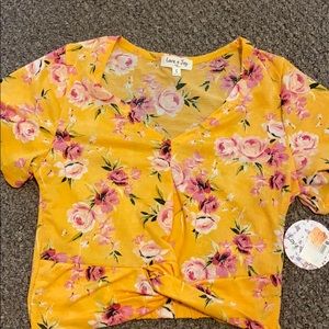 Yellow orange floral crop top